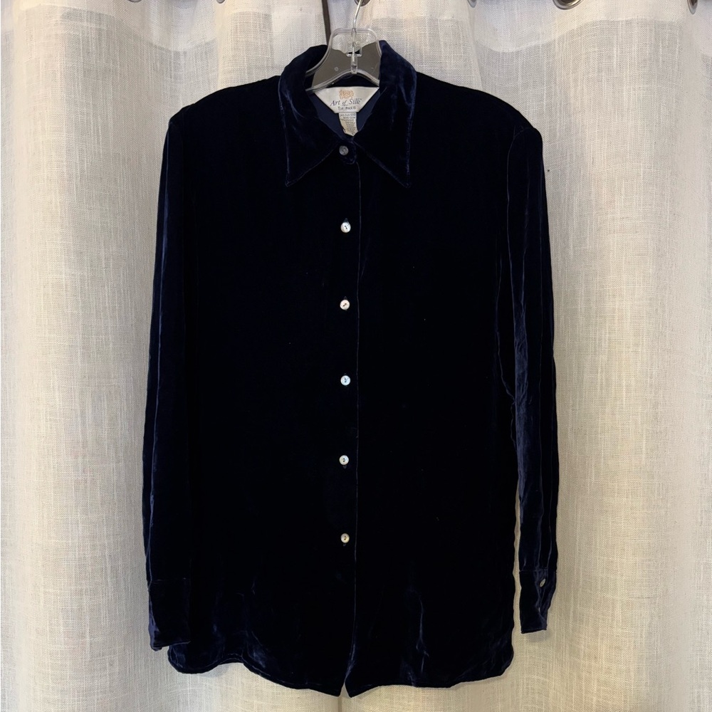 Elegant Navy Velvet Blouse